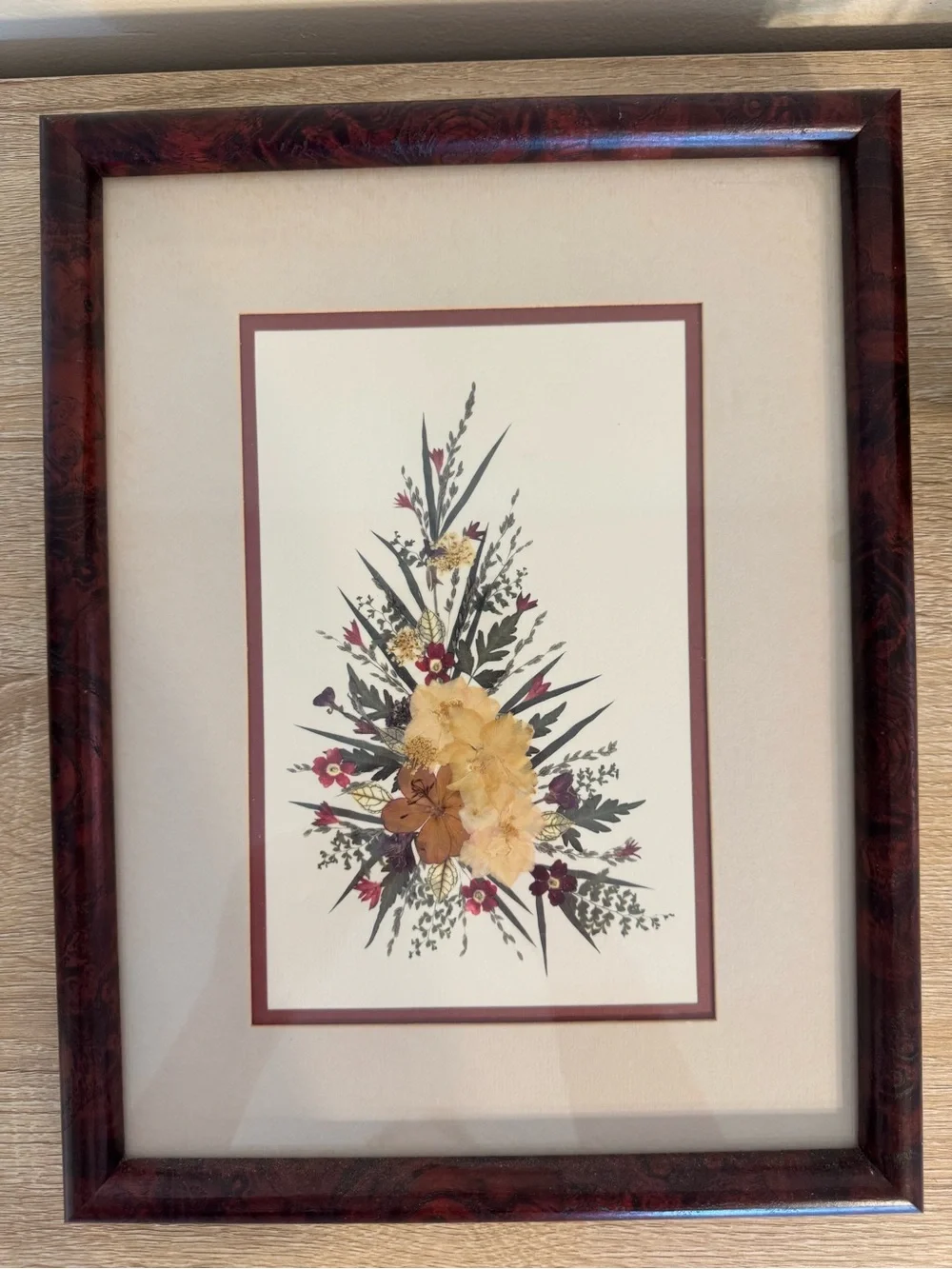 Vintage Pressed Flower Botanical Art Framed Floral Wall Decor